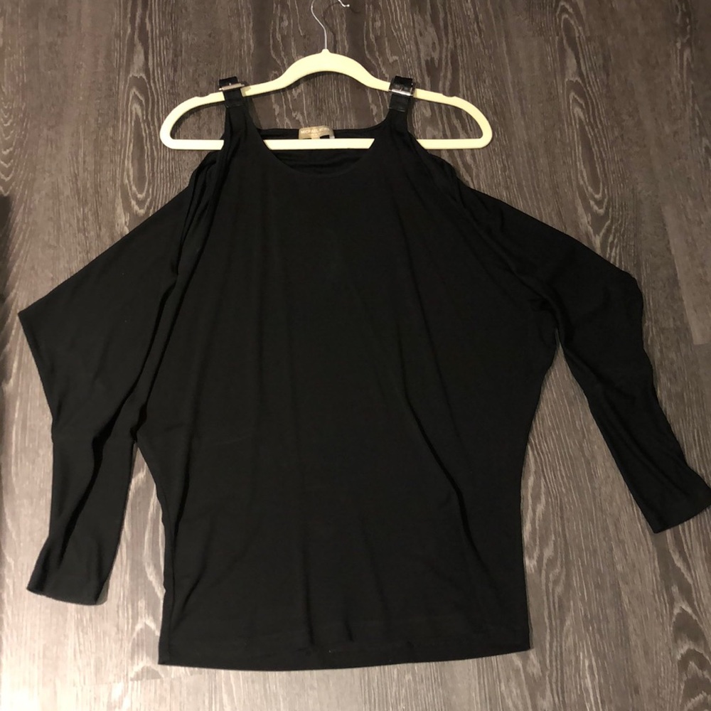 Black Michael Kors Tide Cold Shoulder Top